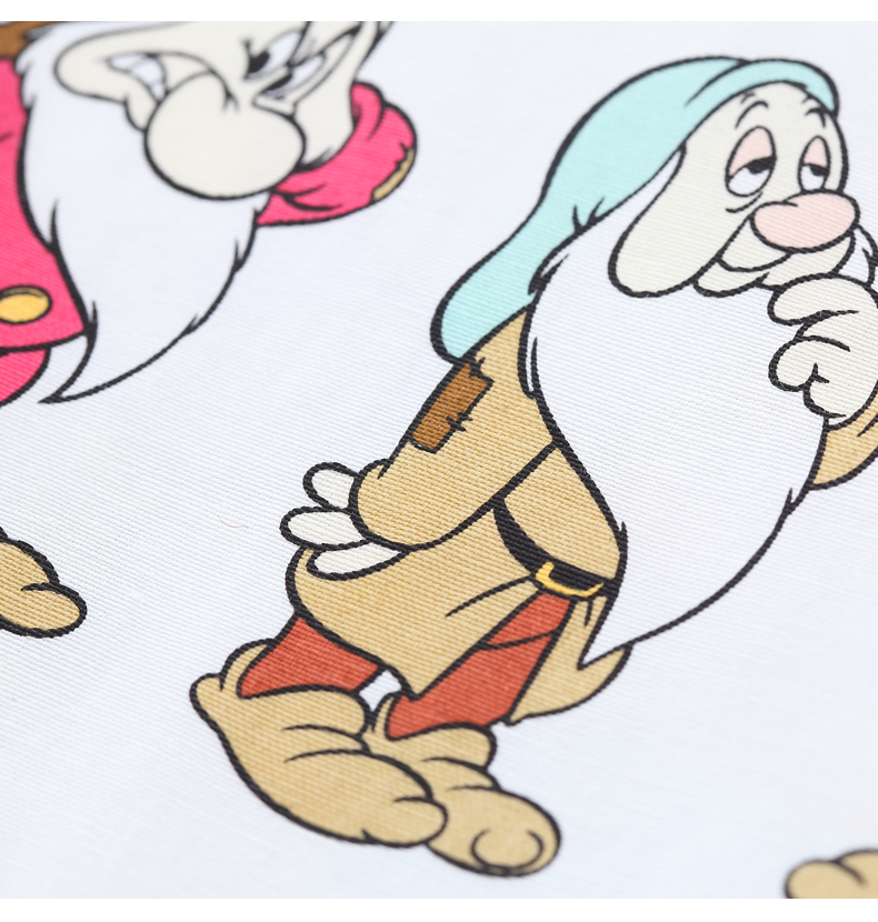 初语迪士尼白雪公主系列七个小矮人印花衬衫女学院风白色衬衣潮d