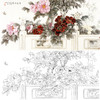 横幅工笔花鸟白描底稿-王庆升牡丹《春色满园》-多种白描尺寸可选-QA12 商品缩略图0