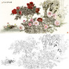 横幅工笔花鸟白描底稿-王庆升牡丹《总领群芳》-多种白描尺寸可选-QA04 商品缩略图0