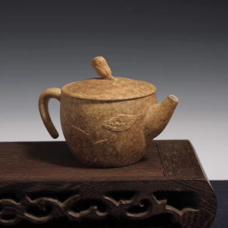 省大师王利军作品 鱼戏莲藕 龙泉紫金土茶具10头装