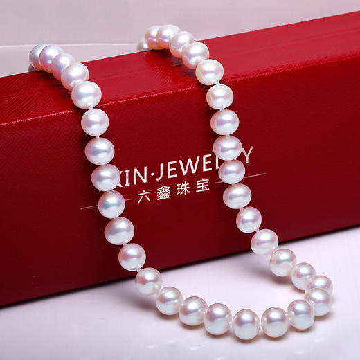 六鑫珠宝 8-9mm近圆强光天然淡水珍珠项链 | 圆润饱满，颜色白亮色泽好 商品图3