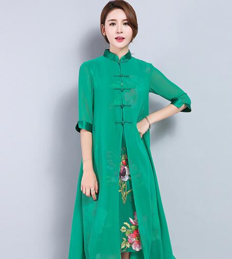 XT9656  民族风女改良唐装高档 防晒衣旗袍 商品图1