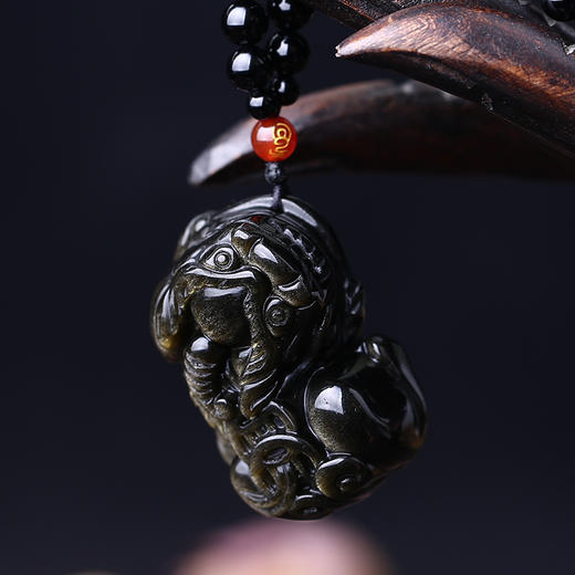 天然金曜石貔貅吊坠