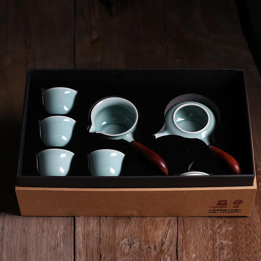 尚唐丨龙泉青瓷五行茶具 半手工 四杯一公道一茶壶 尚粉釉色 商品图2