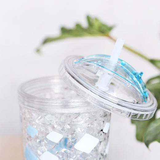 小清新学生吸管杯双层塑料大号饮料杯学生创意便携水杯吸吸杯