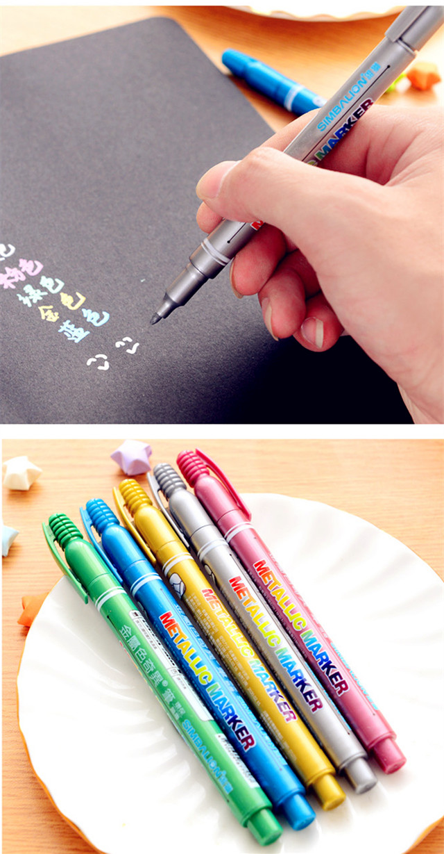 雄狮mm610金属色奇异笔彩色笔画笔记号笔5种颜色金属笔