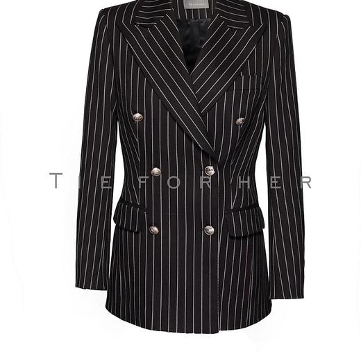 TF027 黑色条纹双排扣 西装 商品图1