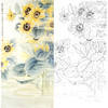 竖幅工笔花鸟白描底稿-王道中-花卉向日葵《富贵满天金》-多种白描尺寸可选-QS06 商品缩略图0