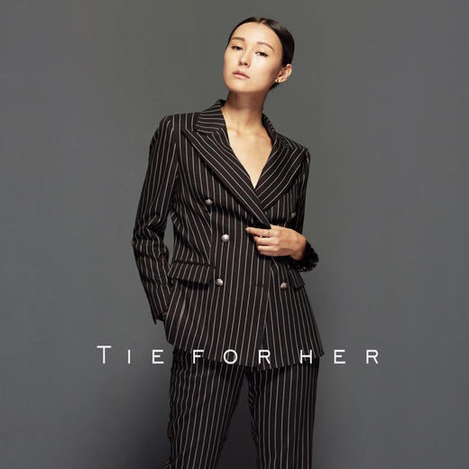 TF027 黑色条纹双排扣 西装 商品图0