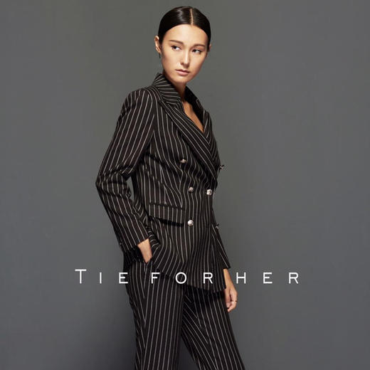 TF027 黑色条纹双排扣 西装 商品图2