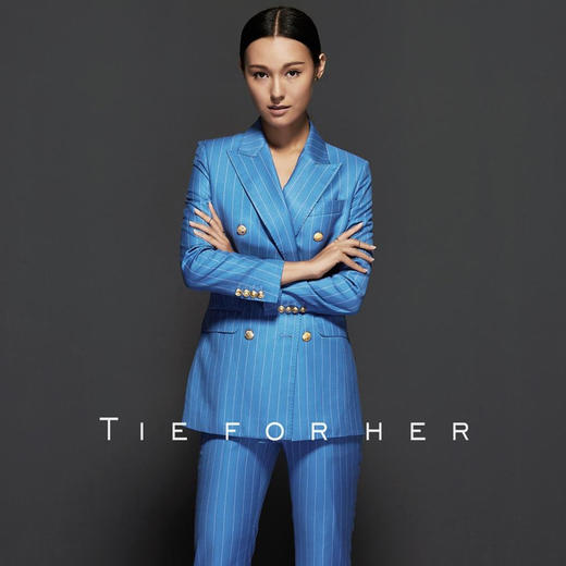 TF007 天蓝色条纹双排扣 西装 商品图1