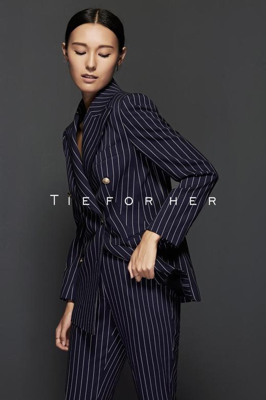 TF028 藏青色条纹双排扣 西装 商品图2