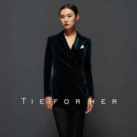 TF062 墨绿色丝绒双排西装上衣 商品图0