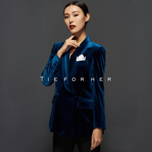 TF061 湖蓝色丝绒西装上衣 商品图2