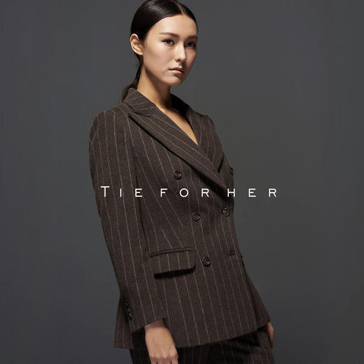 TF054 棕色条纹羊毛西装 商品图1