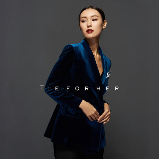 TF061 湖蓝色丝绒西装上衣 商品图1
