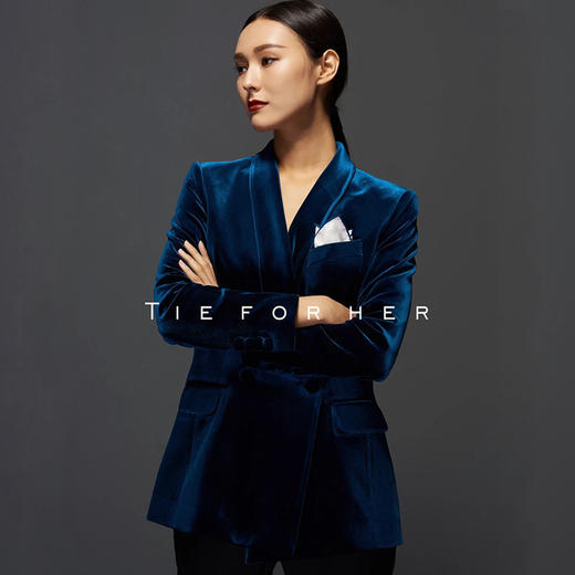 TF061 湖蓝色丝绒西装上衣 商品图3