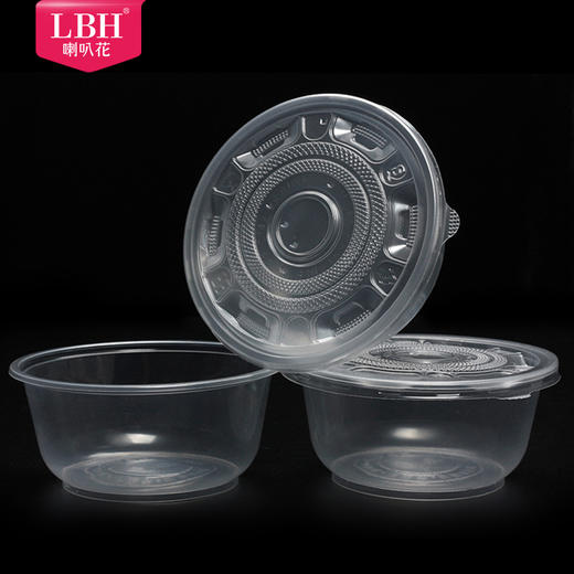 喇叭花360/850/1000ml一次性塑料碗餐盒圆盒微波碗外卖汤碗100套 商品图2