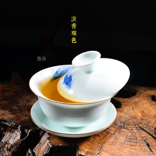 永利汇 陶瓷手绘盖碗三才茶碗功夫茶杯茶具瓷都德化手抓泡茶碗器壶 商品图4