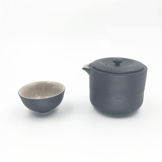 【陆宝】禅风系列－旋纹旅行壶茶组4件式-黑色 商品图0