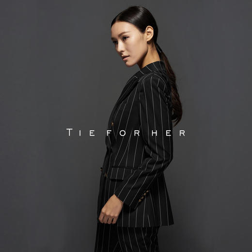 TF029 黑色宽条纹双排扣 西装 商品图0