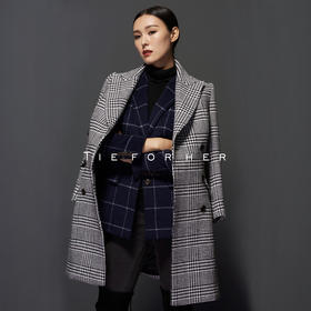 TF035 黑白亲王格双排法兰绒大衣