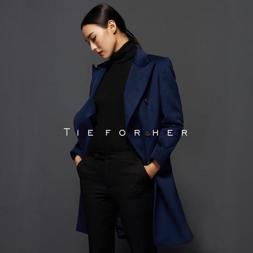 TF042 藏青色限量款英国顶级山羊绒大衣 商品图1