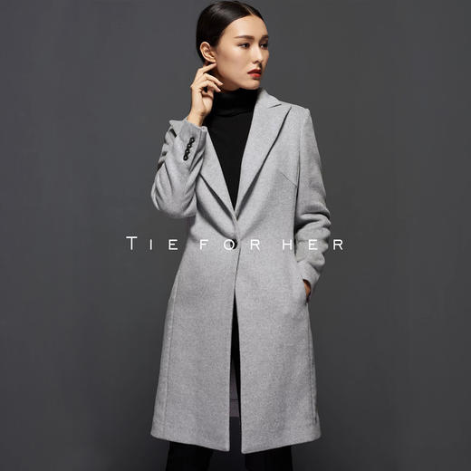 TF037 浅灰羊绒大衣 商品图0