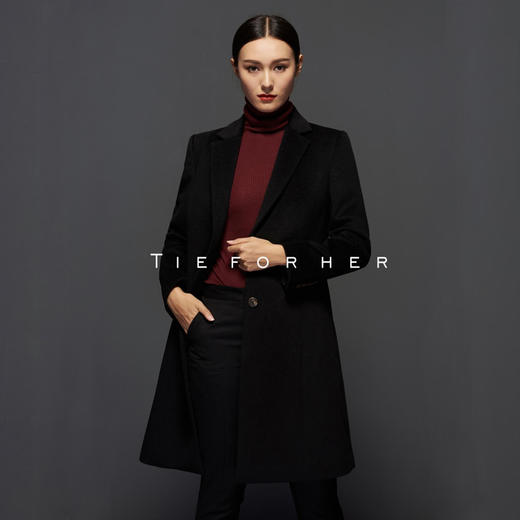 TF041 黑色限量款英国顶级山羊绒大衣 商品图0