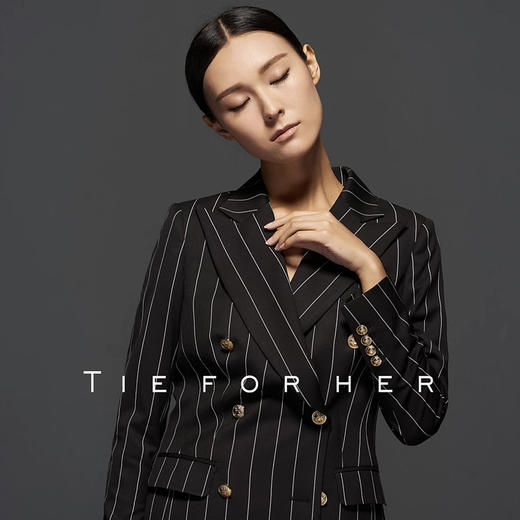 TF029 黑色宽条纹双排扣 西装 商品图2