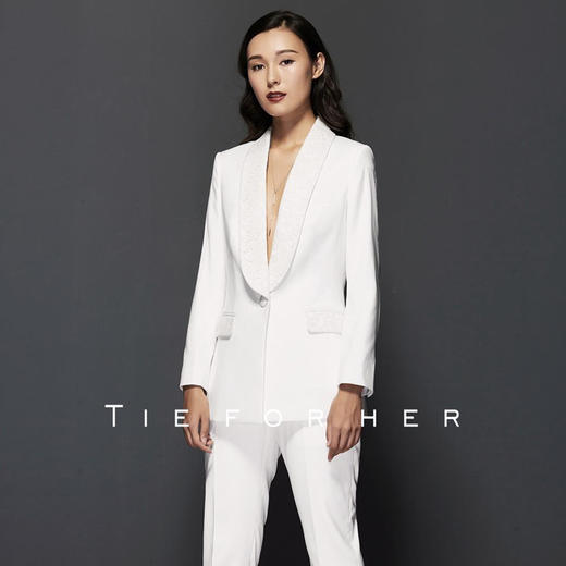 TF023 白色蕾丝礼服单排西装 商品图2