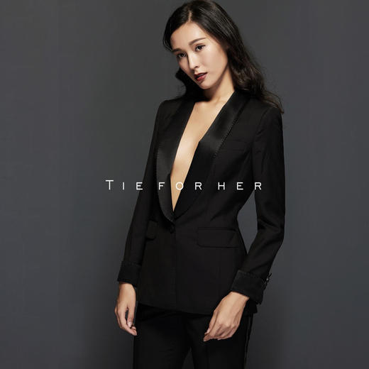 TF017 黑色青果领礼服款西装 商品图1