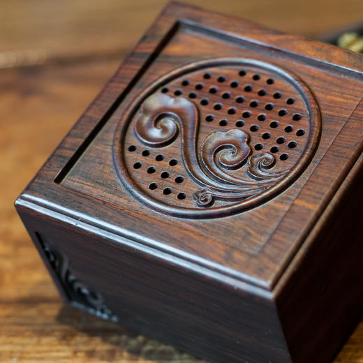 大红酸枝祥云盘香盒两件套