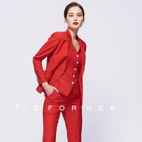 TF068 亮红色单排三件套西装