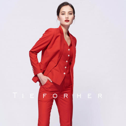 TF068 亮红色单排三件套西装 商品图0