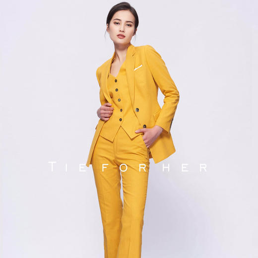 TF079 姜黄色三件套西装 商品图1