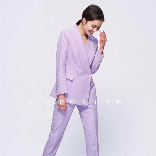 TF078 香芋紫青果领双排扣两件套西装 商品图1
