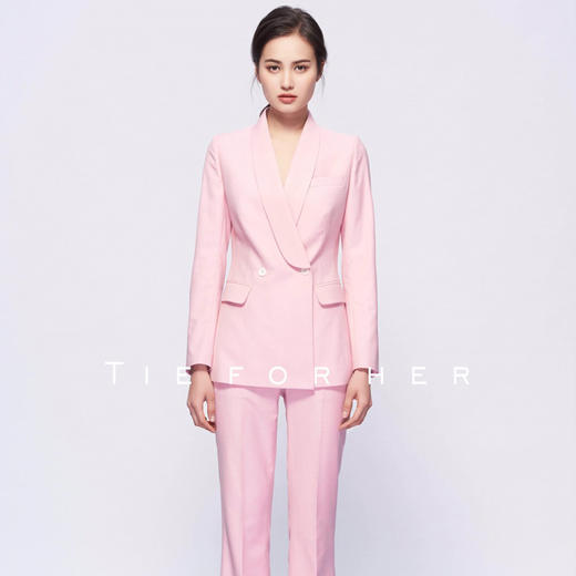 TF072 少女粉青果领双排扣两件套西装 商品图1