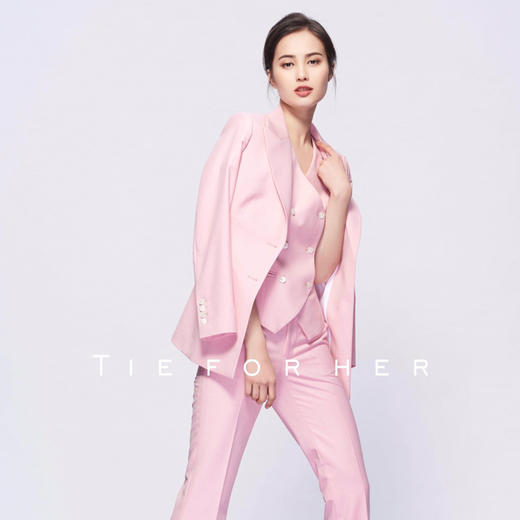 TF071 少女粉单排扣三件套西装 商品图0