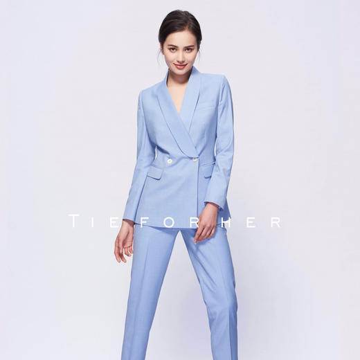 TF073 马卡龙蓝双排扣两件套西装 商品图1