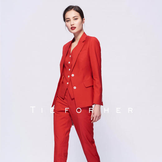 TF068 亮红色单排三件套西装 商品图1
