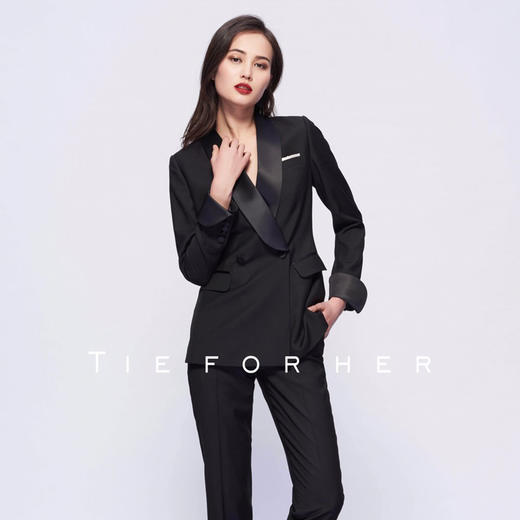 TF065 黑色青果领双排两件套西装 商品图0