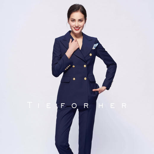 TF067 藏青色双排两件套西装 商品图0
