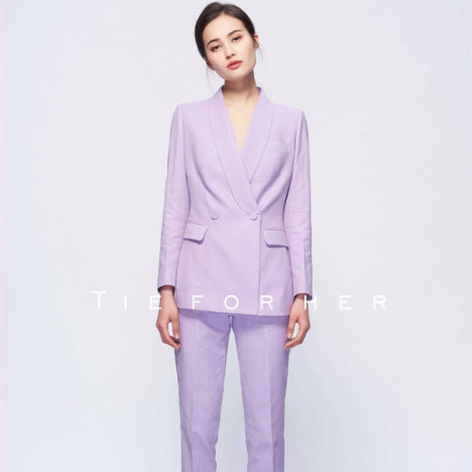 TF078 香芋紫青果领双排扣两件套西装 商品图2