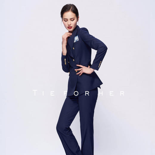 TF067 藏青色双排两件套西装 商品图1