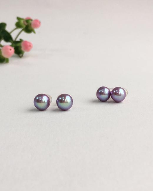 CLASSIC系列 18K镶天然薰衣草色淡水珍珠 耳钉 商品图0