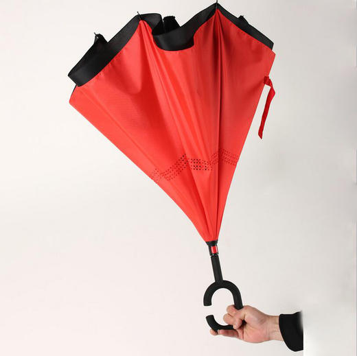 德国创意设计双层反向伞  晴雨两用 收伞不湿身【QF】 商品图2