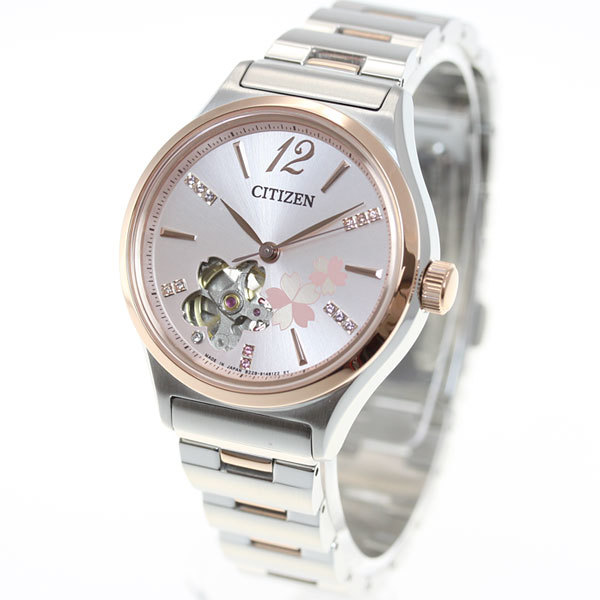 西铁城樱花季限量版星辰施华洛镶钻机械女表手表