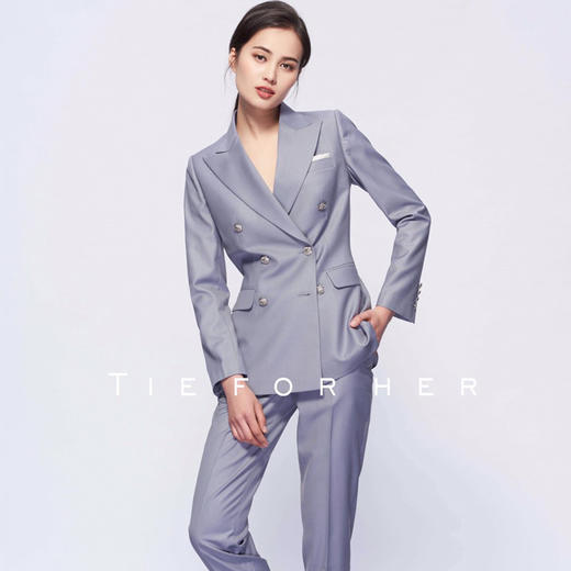 TF075 烟灰色双排扣两件套西装 商品图1