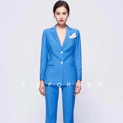 TF074 天空蓝单排扣两件套西装 商品图1